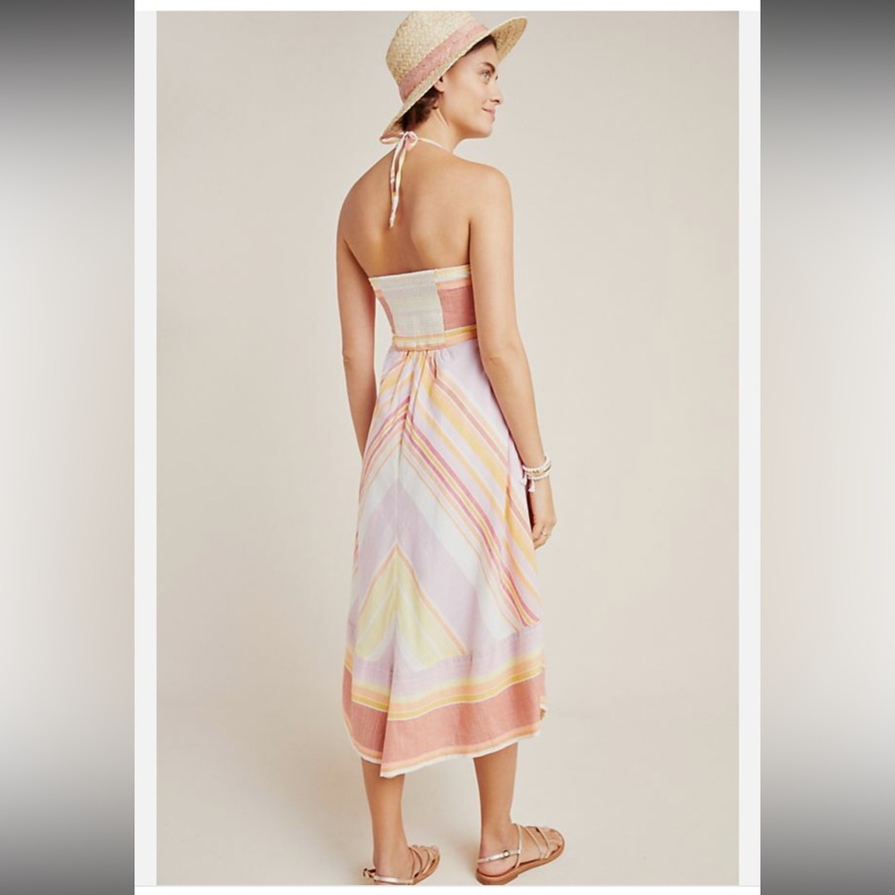 Anthropologie Savannah Halter Summer Dress‎ Pastels Pink Size 4 Beach Vacation - Picture 3 of 13